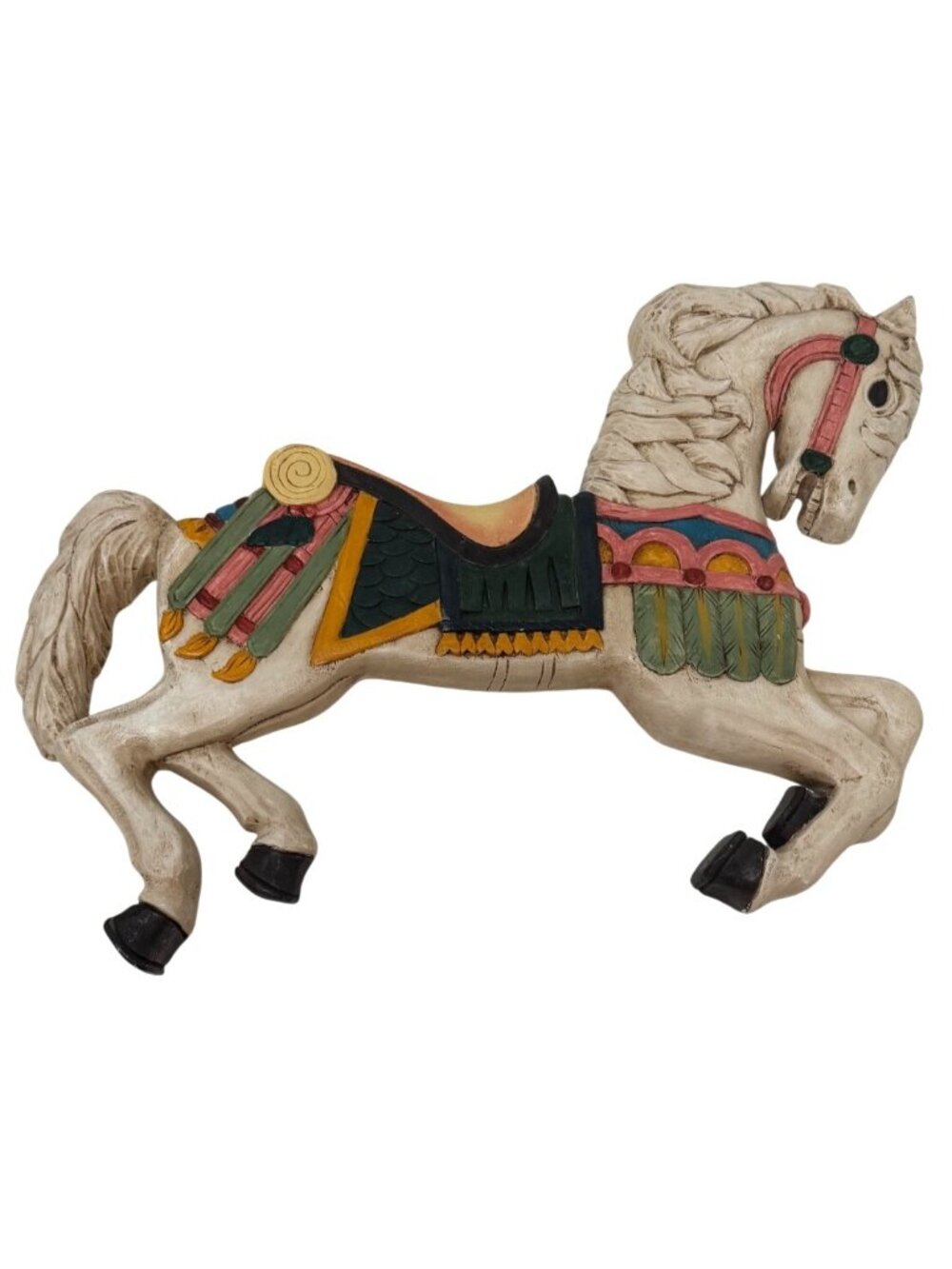 VTG Handmade Carved Painted Wooden Carousel Horse Wall Decor 26"x17" Multicolor - Picture 2 of 12